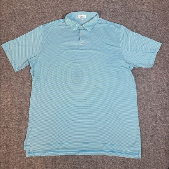 Peter Millar Summer Comfort Men's Golf Polo Shirt Size 2XL Blue Striped - Picture 1 of 11